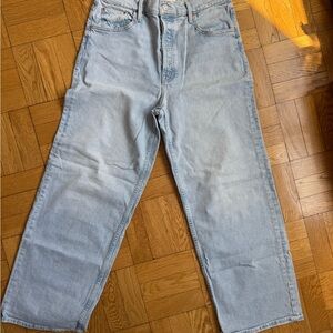 MOTHER Blue Relaxed Jeans High-Waisted Straight Leg